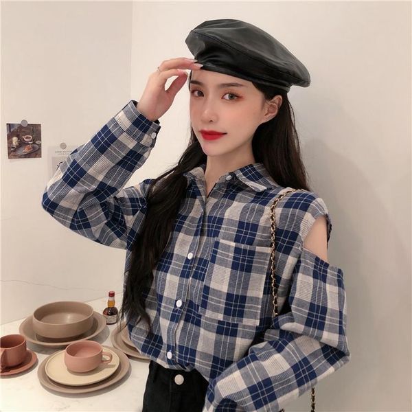 vetement femme chemisiers et blouses femme long sleeve women's clothing off shoulder spring autumn plus size plaid shirts, White
vetement femme chemisiers et blouses femme long sleeve women's clothing off shoulder spring autumn plus size plaid shirts, White