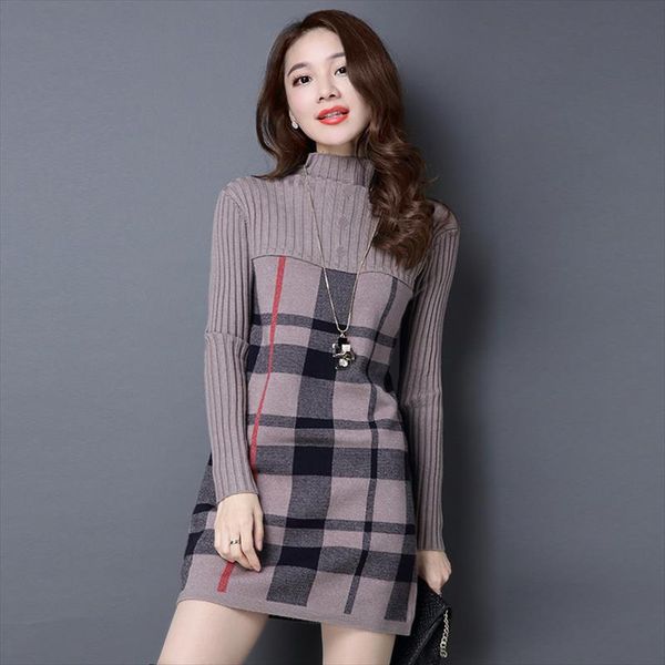 2020 new women autumn winter dress turtleneck long sleeve plaid knitted sweater dress female loose sweaters pullovers 315, White;black
2020 new women autumn winter dress turtleneck long sleeve plaid knitted sweater dress female loose sweaters pullovers 315, White;black
