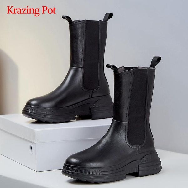 boots krazing pot sports natural leather stretch high energy round toe thick heel slip on daily wear mid-calf l60, Black
boots krazing pot sports natural leather stretch high energy round toe thick heel slip on daily wear mid-calf l60, Black