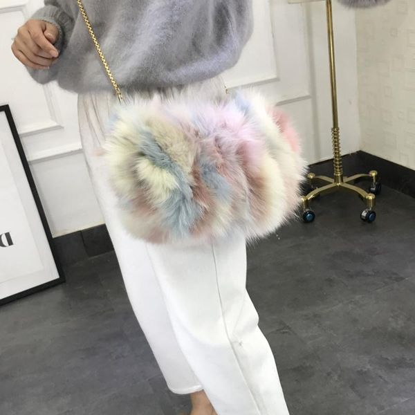 2020 new real fur bag large capacity messenger bag women's fashion tote