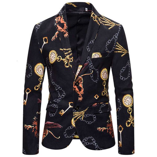 european men's irregular chain printed new suit xz07 in winter of 2019, White;black
european men's irregular chain printed new suit xz07 in winter of 2019, White;black