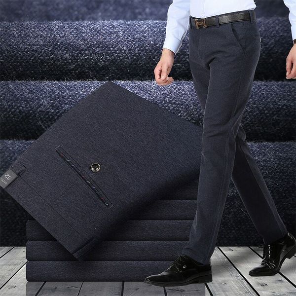 casual spring autumn elastic middle aged pants men's straight tube ground wool non iron medium thick trousers, Black
casual spring autumn elastic middle aged pants men's straight tube ground wool non iron medium thick trousers, Black