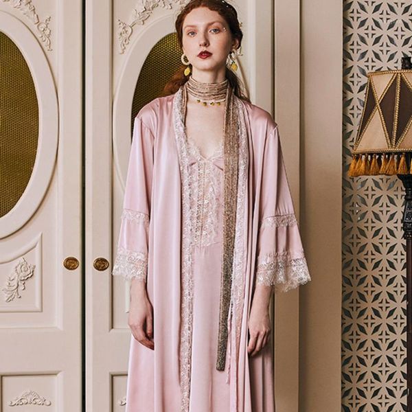 robe women sleepwear two-piece nightgown elegant bridal morning gown wedding robe set1, Black;red
robe women sleepwear two-piece nightgown elegant bridal morning gown wedding robe set1, Black;red