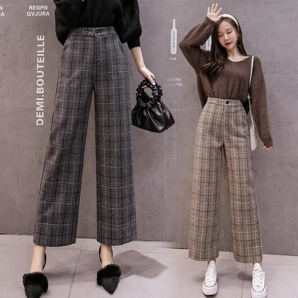 2021 autumn winter woolen plaid pants women elastic high waist ankle-length pant plus size harajuku wide leg trousers, Black;white
2021 autumn winter woolen plaid pants women elastic high waist ankle-length pant plus size harajuku wide leg trousers, Black;white
