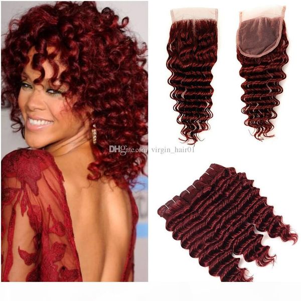 99j wine red human hair bundles with lace closure burgundy deep wave curly hair bundles 3pcs with 4x4 lace closure, Black;brown
99j wine red human hair bundles with lace closure burgundy deep wave curly hair bundles 3pcs with 4x4 lace closure, Black;brown