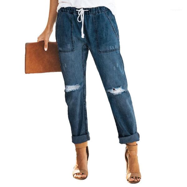 fashion distressed knee ripped women summer holes loose trouser drawstring elastic waist pockets long pencil denim jeans pants1, Blue
fashion distressed knee ripped women summer holes loose trouser drawstring elastic waist pockets long pencil denim jeans pants1, Blue