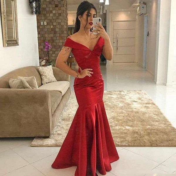 custom made burgundy simple satin mermaid prom dresses 2021 off shoulder sweep train formal evening party gowns, Black
custom made burgundy simple satin mermaid prom dresses 2021 off shoulder sweep train formal evening party gowns, Black
