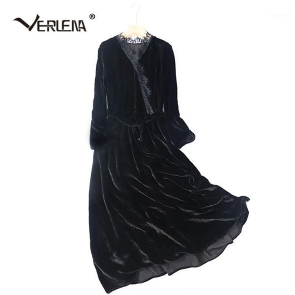 verlena 100% silk velvet black women dress long sleeve crochet lace attached wrap front v-neck belt pleuche spring dress 20201, Black;gray
verlena 100% silk velvet black women dress long sleeve crochet lace attached wrap front v-neck belt pleuche spring dress 20201, Black;gray