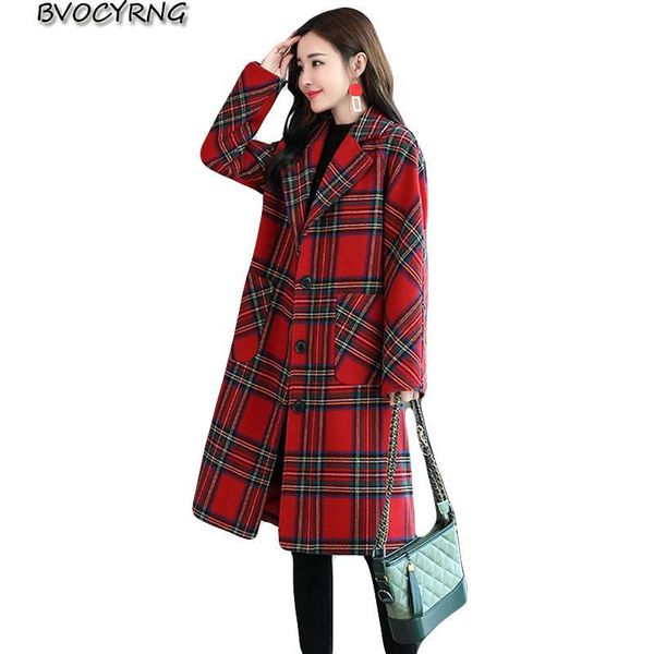 autumn and winter plaid long coat female woolen parka fashion casual clothing elegant women's large size jacket kg-681, Black
autumn and winter plaid long coat female woolen parka fashion casual clothing elegant women's large size jacket kg-681, Black