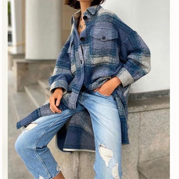 women's wool & blends classic plaid women long coat autumn winter turn -down collar single breasted casual loose lady coat1, Black
women's wool & blends classic plaid women long coat autumn winter turn -down collar single breasted casual loose lady coat1, Black