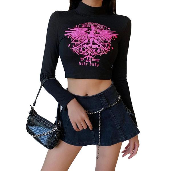 women's cropped shirt long-sleeved autumn eagle printed wrapped elastic casual party round neck blouse clothes, White
women's cropped shirt long-sleeved autumn eagle printed wrapped elastic casual party round neck blouse clothes, White