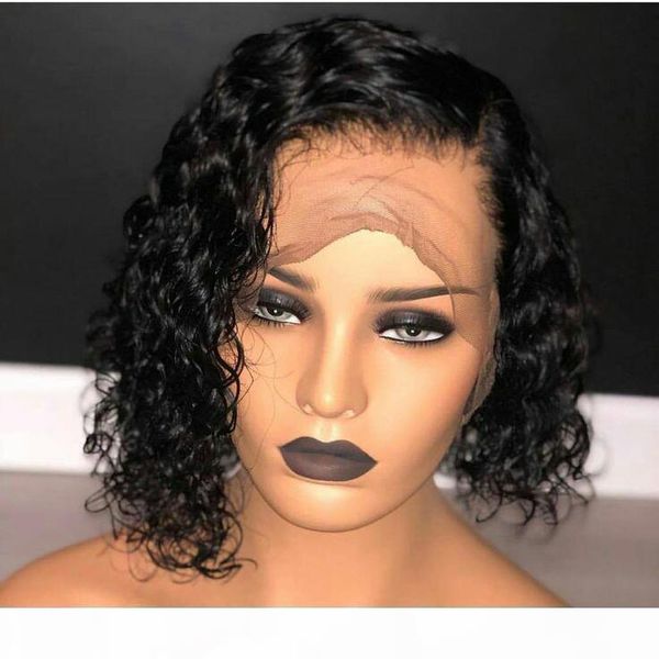 130 density curly lace front human hair wigs with baby hair brazilian remy hair short curly bob wigs for women pre-plucked wig, Black;brown
130 density curly lace front human hair wigs with baby hair brazilian remy hair short curly bob wigs for women pre-plucked wig, Black;brown