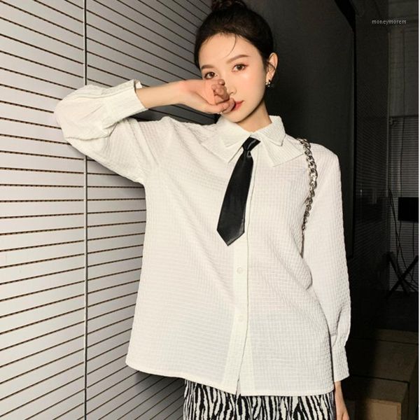 women's blouses & shirts 2021 spring korean style turn-down collar relief grid design white vintage single-breasted shirt for women c90
women's blouses & shirts 2021 spring korean style turn-down collar relief grid design white vintage single-breasted shirt for women c90