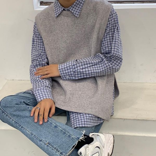 men's sweater 2020 autumn winter slimming slim solid color split sleeveless sweater loose leisure personality youth men's wear, Black;white
men's sweater 2020 autumn winter slimming slim solid color split sleeveless sweater loose leisure personality youth men's wear, Black;white
