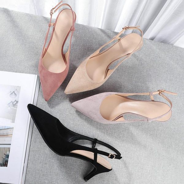 2020 shoes woman thin high heels point toe slingbacks solid flock office ladies work dress sandals wedding heels, Black
2020 shoes woman thin high heels point toe slingbacks solid flock office ladies work dress sandals wedding heels, Black