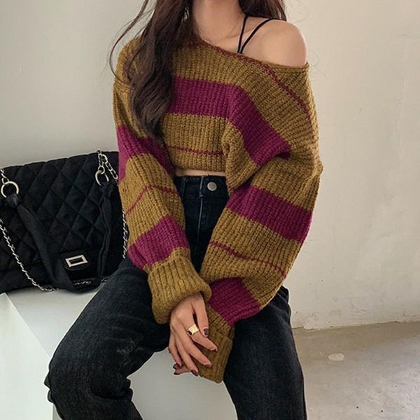 korean version japanese sweater autumn winter fashion casual retro contrast round neck long sleeve short sweater, White;black
korean version japanese sweater autumn winter fashion casual retro contrast round neck long sleeve short sweater, White;black