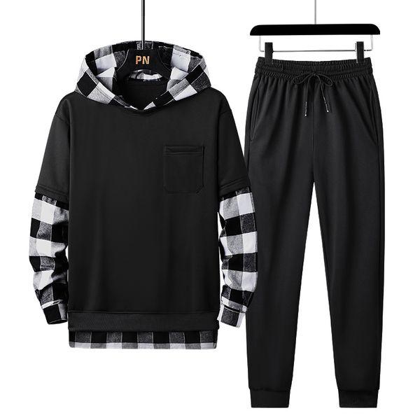 2021 new spring autumn mens tracksuit men plaid patchwork hoodies + pants pieces set fashion studen sports suit streetwear 4xl idm5, Black
2021 new spring autumn mens tracksuit men plaid patchwork hoodies + pants pieces set fashion studen sports suit streetwear 4xl idm5, Black