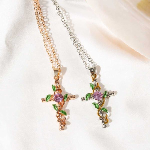 women's necklace exquisite creative leaf winding cross pendant dangle rhinestones neck chain, Silver
women's necklace exquisite creative leaf winding cross pendant dangle rhinestones neck chain, Silver