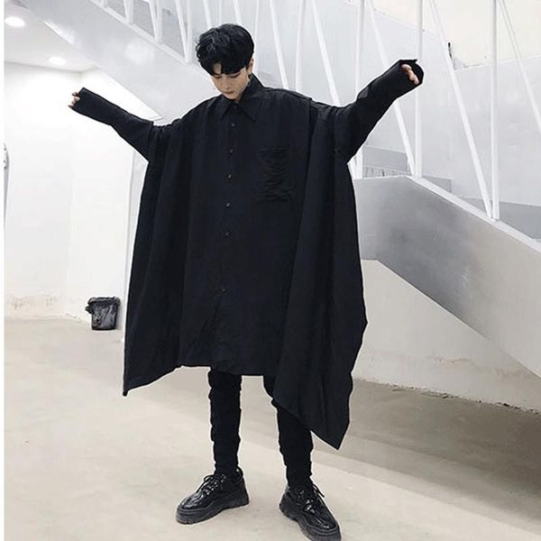 men's trench coats cape shirt windbreaker korean long sleeve jacket dark black net red fashion bat for men, Tan;black
men's trench coats cape shirt windbreaker korean long sleeve jacket dark black net red fashion bat for men, Tan;black