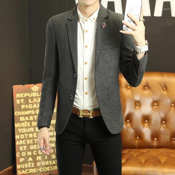 2021 new autumn winter suit men casual business suit wool single western male korean version of slim woolen coat blazer1, White;black
2021 new autumn winter suit men casual business suit wool single western male korean version of slim woolen coat blazer1, White;black