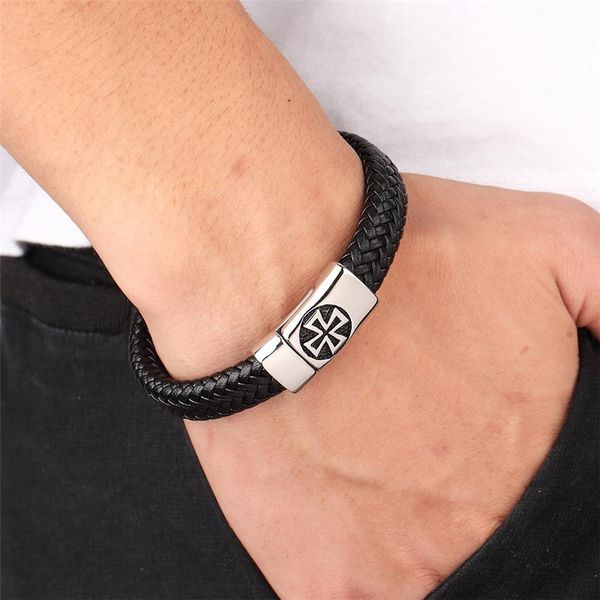 xqni black color cross pattern alloy buckle genuine leather bracelet for men stainless steel fine jewelry sculpture bracelet sqcmzz, Golden;silver
xqni black color cross pattern alloy buckle genuine leather bracelet for men stainless steel fine jewelry sculpture bracelet sqcmzz, Golden;silver