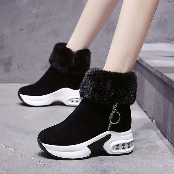 flying shoes warm and shaved high heels women's winter boots, Black 
flying shoes warm and shaved high heels women's winter boots, Black