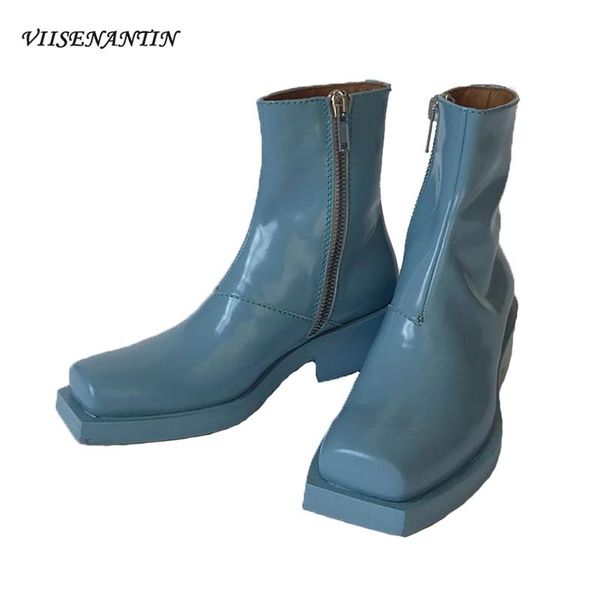 2020 new square toe british style boots female blue casual all-match thick heel ankle boots ankle for women, Black
2020 new square toe british style boots female blue casual all-match thick heel ankle boots ankle for women, Black