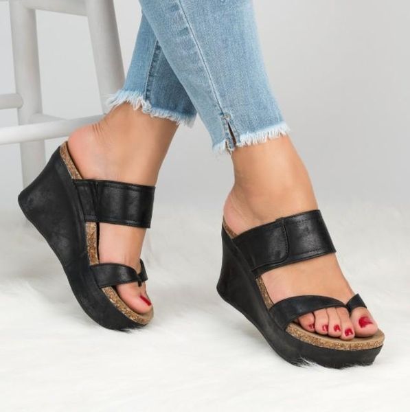ladies summer peep toe shoes zapatos mujer woman wedge footwear vintage slip on women sandals chunky high heel chaussure, Black
ladies summer peep toe shoes zapatos mujer woman wedge footwear vintage slip on women sandals chunky high heel chaussure, Black