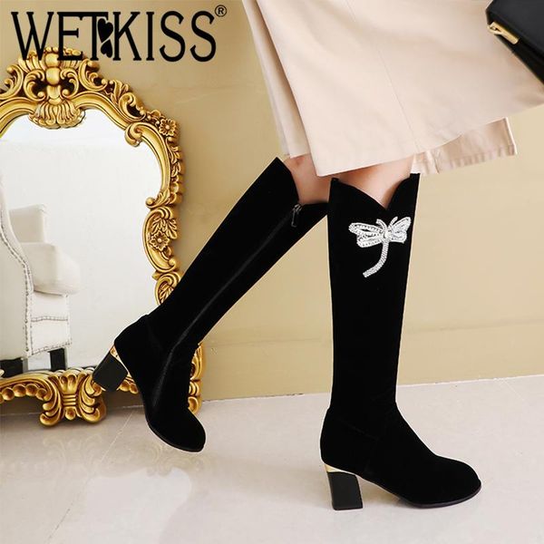 wetkiss crystal women knee high boot round toe thick high heel shoes butterfly decor fashion female boot non slip long, Black
wetkiss crystal women knee high boot round toe thick high heel shoes butterfly decor fashion female boot non slip long, Black