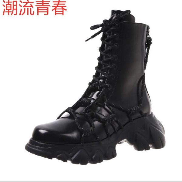 boots women army combat ankle woman lace up shoes gothic platform leather chunky heels fashion botas mujer, Black
boots women army combat ankle woman lace up shoes gothic platform leather chunky heels fashion botas mujer, Black