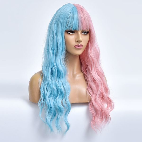 costume accessories half blue pink long wave cosplay hair synthetic wigs with bangs for white women daily heat resistant natural female fibe, Silver
costume accessories half blue pink long wave cosplay hair synthetic wigs with bangs for white women daily heat resistant natural female fibe, Silver