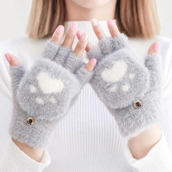 five fingers gloves 1 pair women' winter warm touch screen cute cat claw sensory fingerless knitted fluff outdoor flip cover, Blue;gray
five fingers gloves 1 pair women' winter warm touch screen cute cat claw sensory fingerless knitted fluff outdoor flip cover, Blue;gray