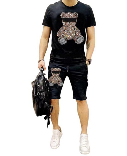 drill new mens fitness designer set hip hop classic designer style suit, Gray