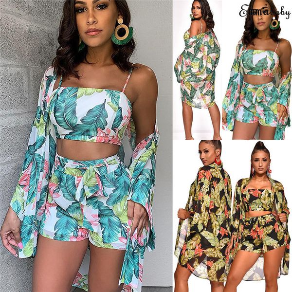 summer new women's boho 3-piece printed cardigan shirt re decorated with shorts women's holiday beach 3-piece set loose shorts set, White;black
summer new women's boho 3-piece printed cardigan shirt re decorated with shorts women's holiday beach 3-piece set loose shorts set, White;black