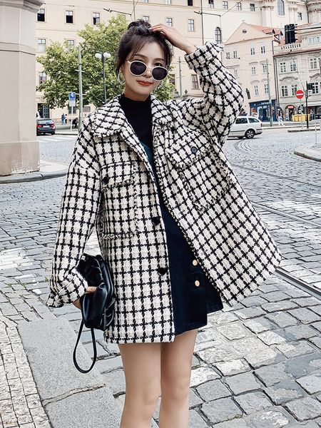 2021 new women's autumn and style korean student loose houndstooth woolen fabric winter coat women plus size, Black
2021 new women's autumn and style korean student loose houndstooth woolen fabric winter coat women plus size, Black