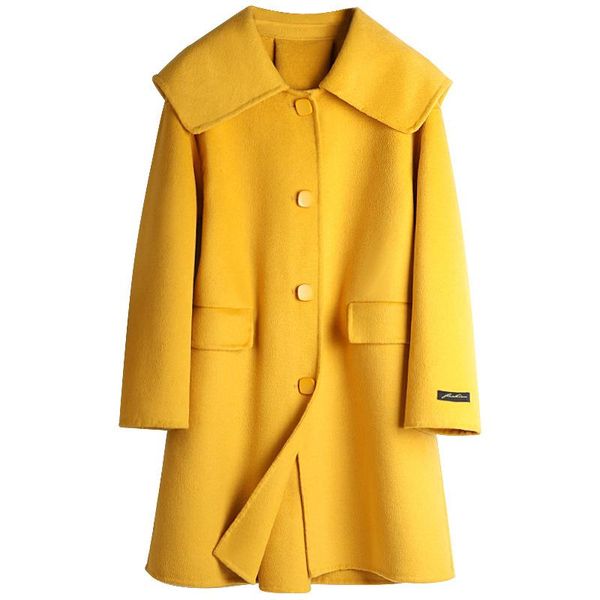 women's wool & blends 2021 hand-stitched high-end double-sided woolen pure color straight single-breasted fleece jacket women b196, Black
women's wool & blends 2021 hand-stitched high-end double-sided woolen pure color straight single-breasted fleece jacket women b196, Black