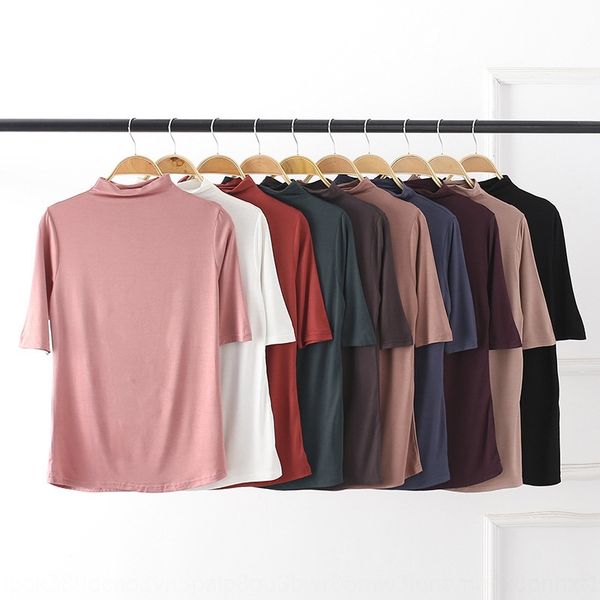 spring and summer new modal high collar five point sleeve t- for women's versatile t- shirt korean loose show thin bottomed shirt pb, White
spring and summer new modal high collar five point sleeve t- for women's versatile t- shirt korean loose show thin bottomed shirt pb, White