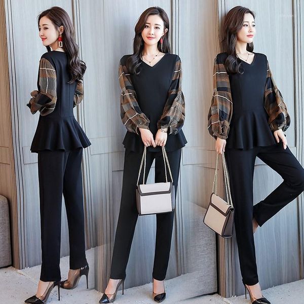 women's two-piece suit 2020 autumn and winter loose thin lantern long-sleeved v-neck shirt + slim wild trousers large size1, Gray
women's two-piece suit 2020 autumn and winter loose thin lantern long-sleeved v-neck shirt + slim wild trousers large size1, Gray
