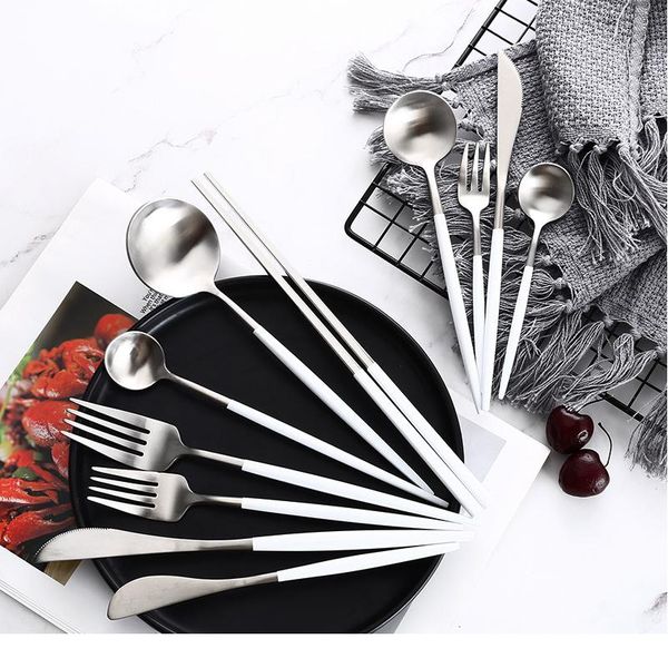 white silver stainless steel cutlery set knife spoon fork kitchen tableware steak cutlery home dinnerware upscale dinner bbyyez
white silver stainless steel cutlery set knife spoon fork kitchen tableware steak cutlery home dinnerware upscale dinner bbyyez