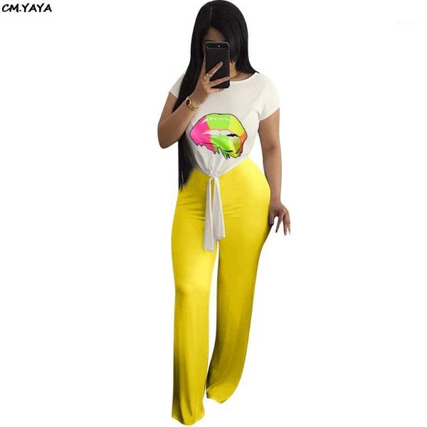 women 2020 summer fashion tracksuit color mouth lip print tie up tee wide leg pants suit 2pcs set outfit 3 color 37041, White
women 2020 summer fashion tracksuit color mouth lip print tie up tee wide leg pants suit 2pcs set outfit 3 color 37041, White