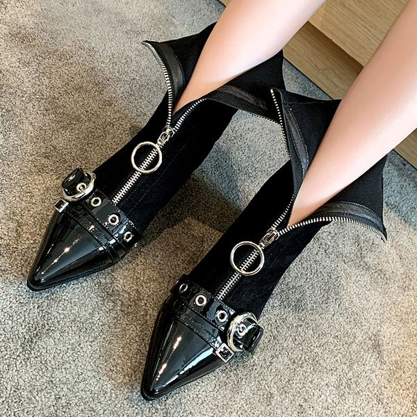 2020 buckle front belt ankle genuine leather ladies handcrafted shortboots pointed at the women's stretch boots tjcc, Black
2020 buckle front belt ankle genuine leather ladies handcrafted shortboots pointed at the women's stretch boots tjcc, Black