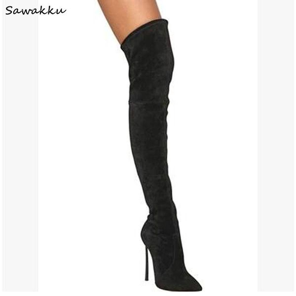 brand designer women long boots pointed toe thin high heels thigh high boots black suede leather runway shoes woman size 42
brand designer women long boots pointed toe thin high heels thigh high boots black suede leather runway shoes woman size 42