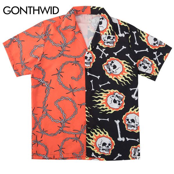 gonthwid skull chain bone print color block patchwork hawaiian shirts hip hop casual short sleeve button down streetwear lj200925, White;black
gonthwid skull chain bone print color block patchwork hawaiian shirts hip hop casual short sleeve button down streetwear lj200925, White;black