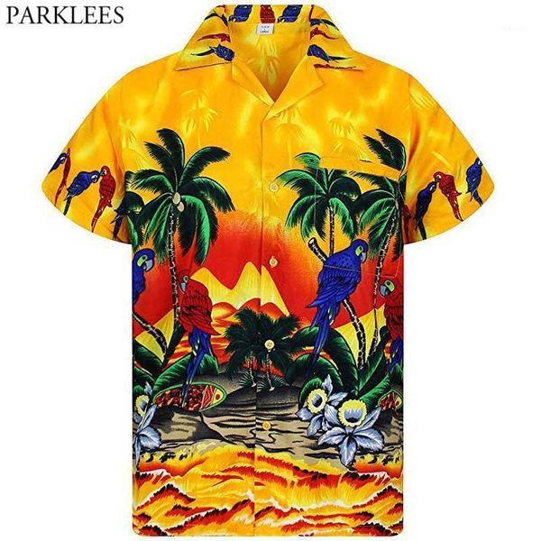 yellow hawaiian beach short sleeve shirt men 2021 3d plam tree bird print mens tropical aloha shirts holiday vacation clothing1, White;black 
yellow hawaiian beach short sleeve shirt men 2021 3d plam tree bird print mens tropical aloha shirts holiday vacation clothing1, White;black