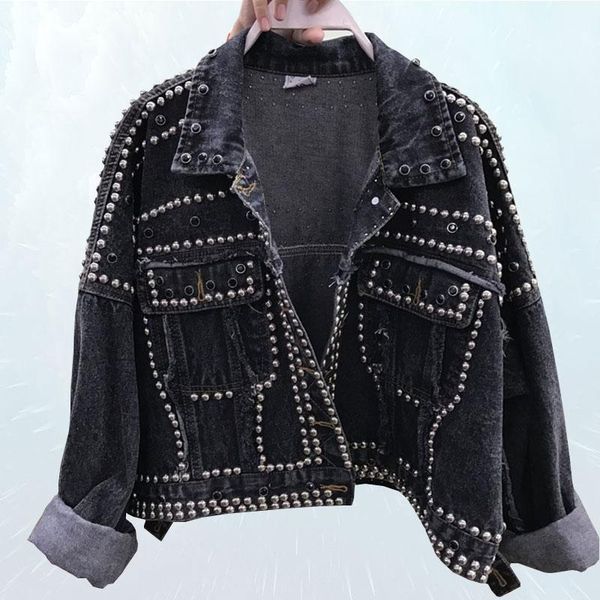spring autumn short balck denim jacket women handmade rivet beaded denim coat pockets streetwear loose oversize female sl0681, Black;brown
spring autumn short balck denim jacket women handmade rivet beaded denim coat pockets streetwear loose oversize female sl0681, Black;brown