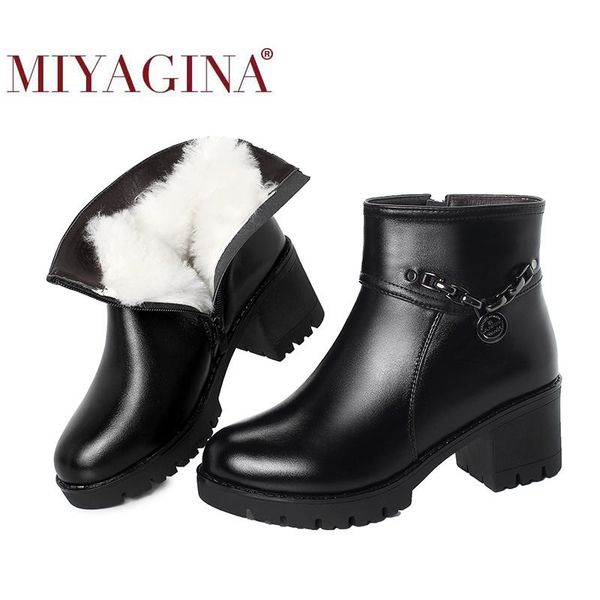 boots miyagina winter autumn female natural fur genuine cowhide leather thick wool booties fashion non-slip women snow shoes, Black
boots miyagina winter autumn female natural fur genuine cowhide leather thick wool booties fashion non-slip women snow shoes, Black