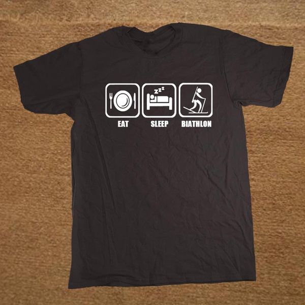 sport new funny joke eat sleep biathlon t shirt men funny tshirt man clothing short sleeve camisetas t-shirt