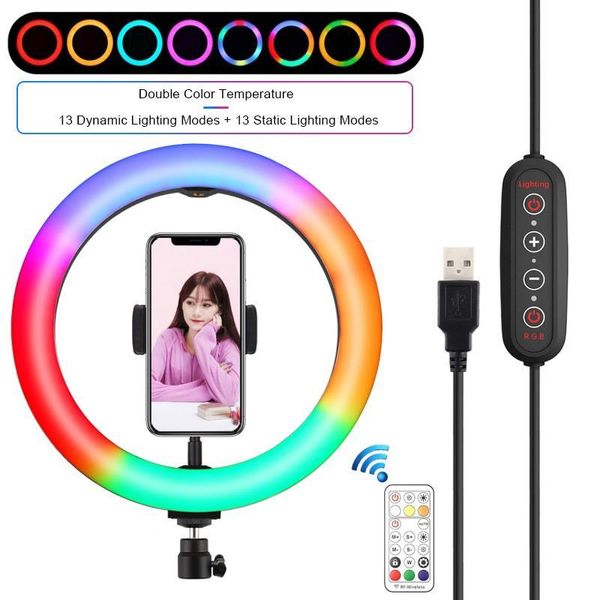 10 Inch Video Light Dimmable Led Selfie Ring Light Rgbw Usb Ring Lamp Pgraphy Fill With Tripod Stand To Make Youtube
