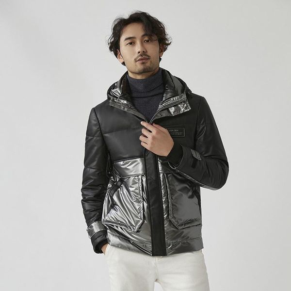 2020 new leather jacket splicing short leather jacket down men's hooded down for men, Black
2020 new leather jacket splicing short leather jacket down men's hooded down for men, Black