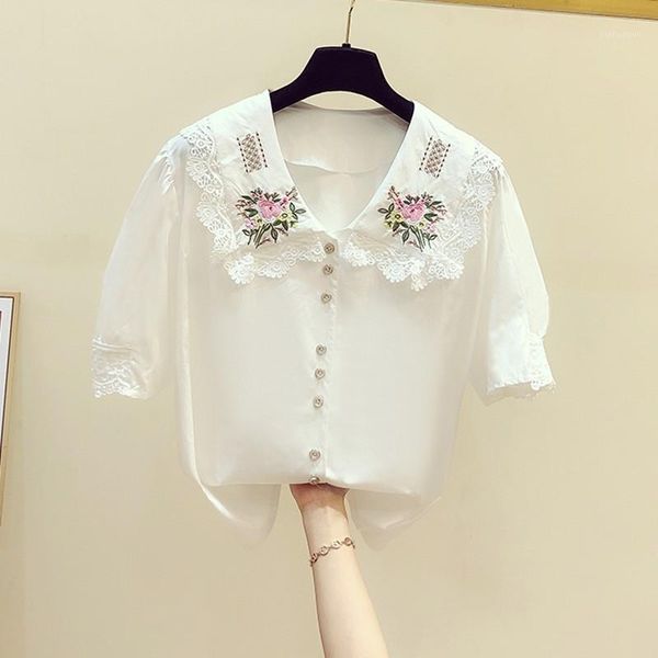 puff sleeve female 2020 summer new doll collar temperament retro embroidered floral white shirt chic shirt fashion blusas1
puff sleeve female 2020 summer new doll collar temperament retro embroidered floral white shirt chic shirt fashion blusas1